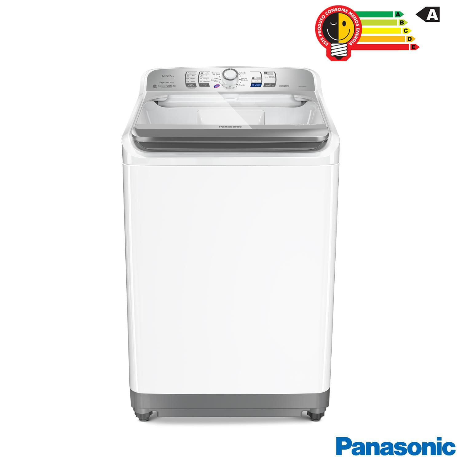 Lavadora de Roupas Panasonic 12kg Branca com 8 Programas de Lavagem - NA-F120B1WA 110
