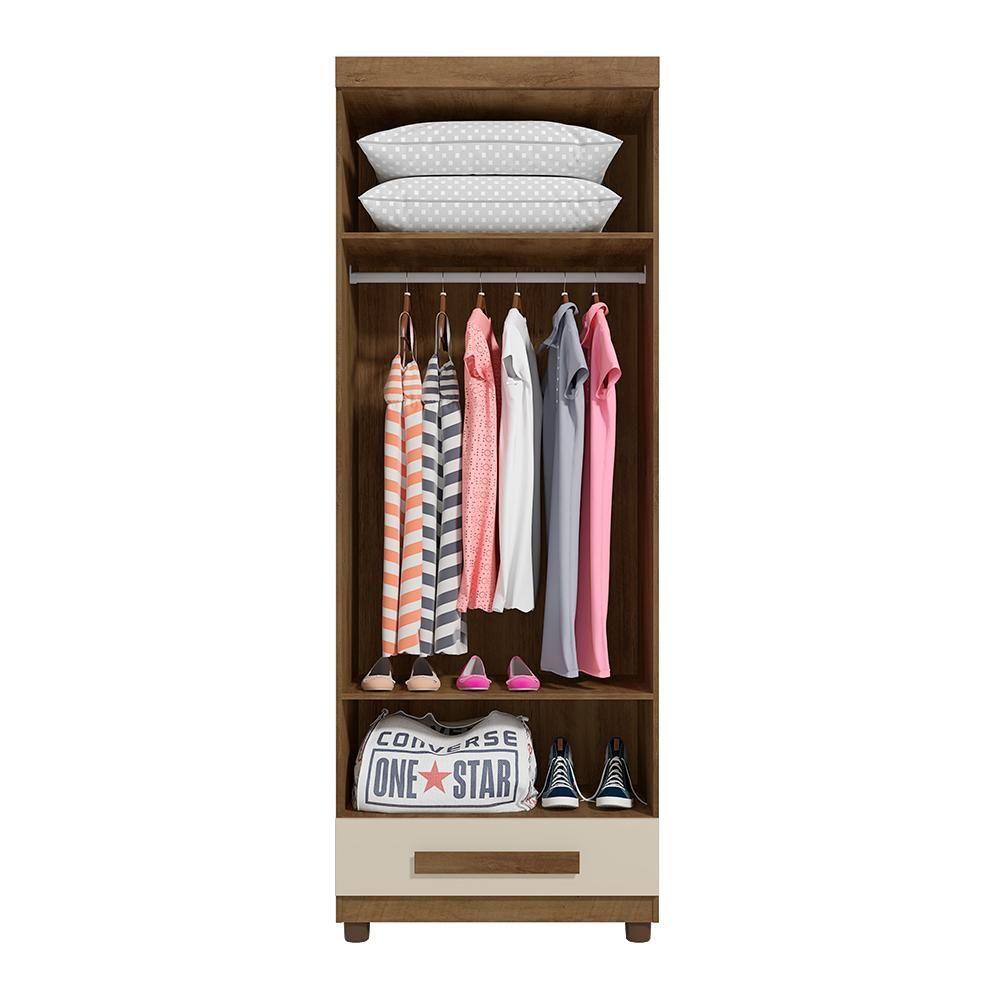 Miniatura Guarda Roupa Com 2 Portas Trento Cinamomo Off White