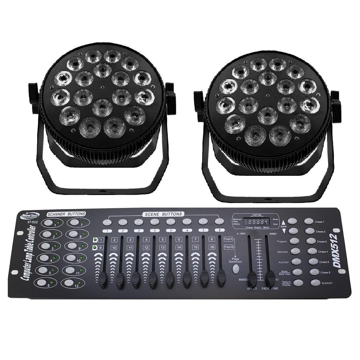 Miniatura Kit 8 Par Led Indoor Slim Briwax 18X12W Rgbw + Mesa Dmx 512