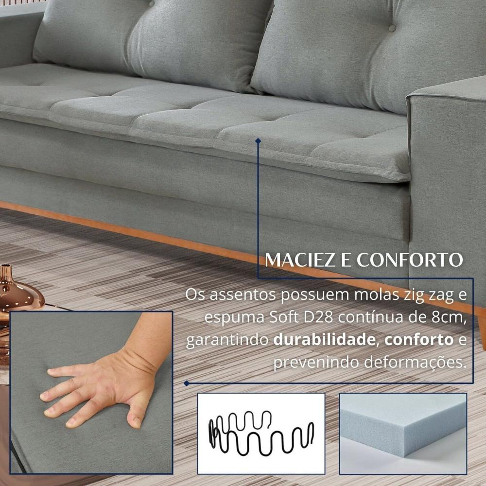 Miniatura Sofá 4 Lugares 220cmx 92cm X 81cm Caparaó Cinza