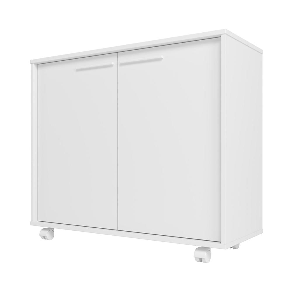 Miniatura Balcão Multiuso 2 Portas 2 Prateleiras com Rodízios MDP 12mm Branco