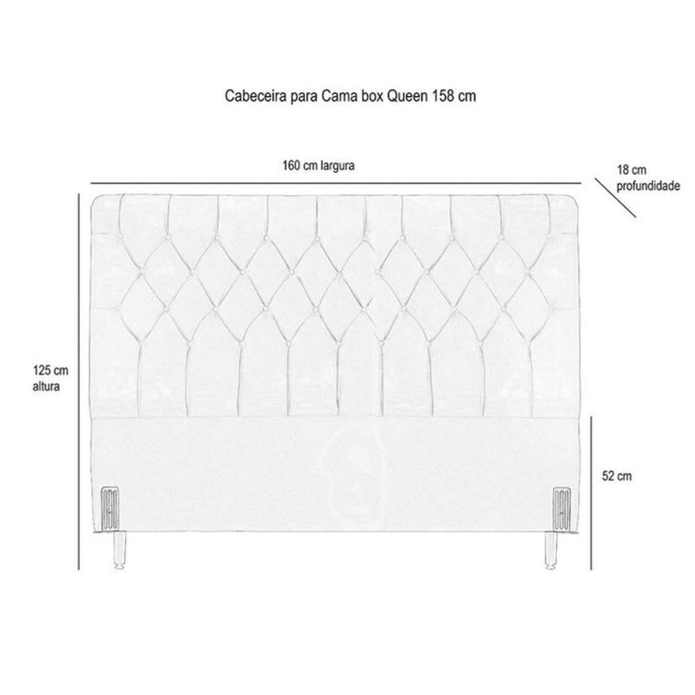 Cabeceira de Cama Box Casal Queen 158cm Pádua Couro Preto