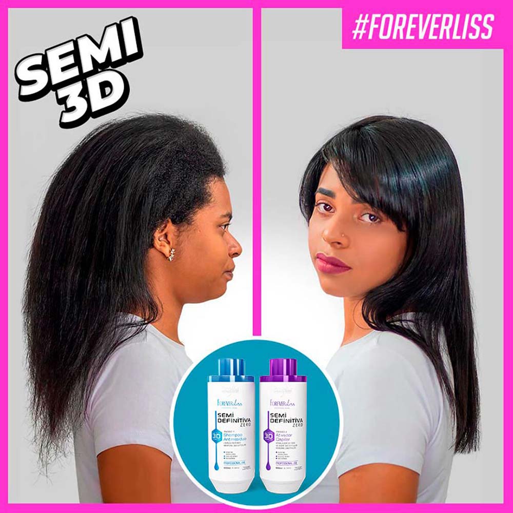 Miniatura Forever Liss Semi Definitiva Kit Shampoo Antirresíduo + Ativador Capilar Semi definitivo 1L