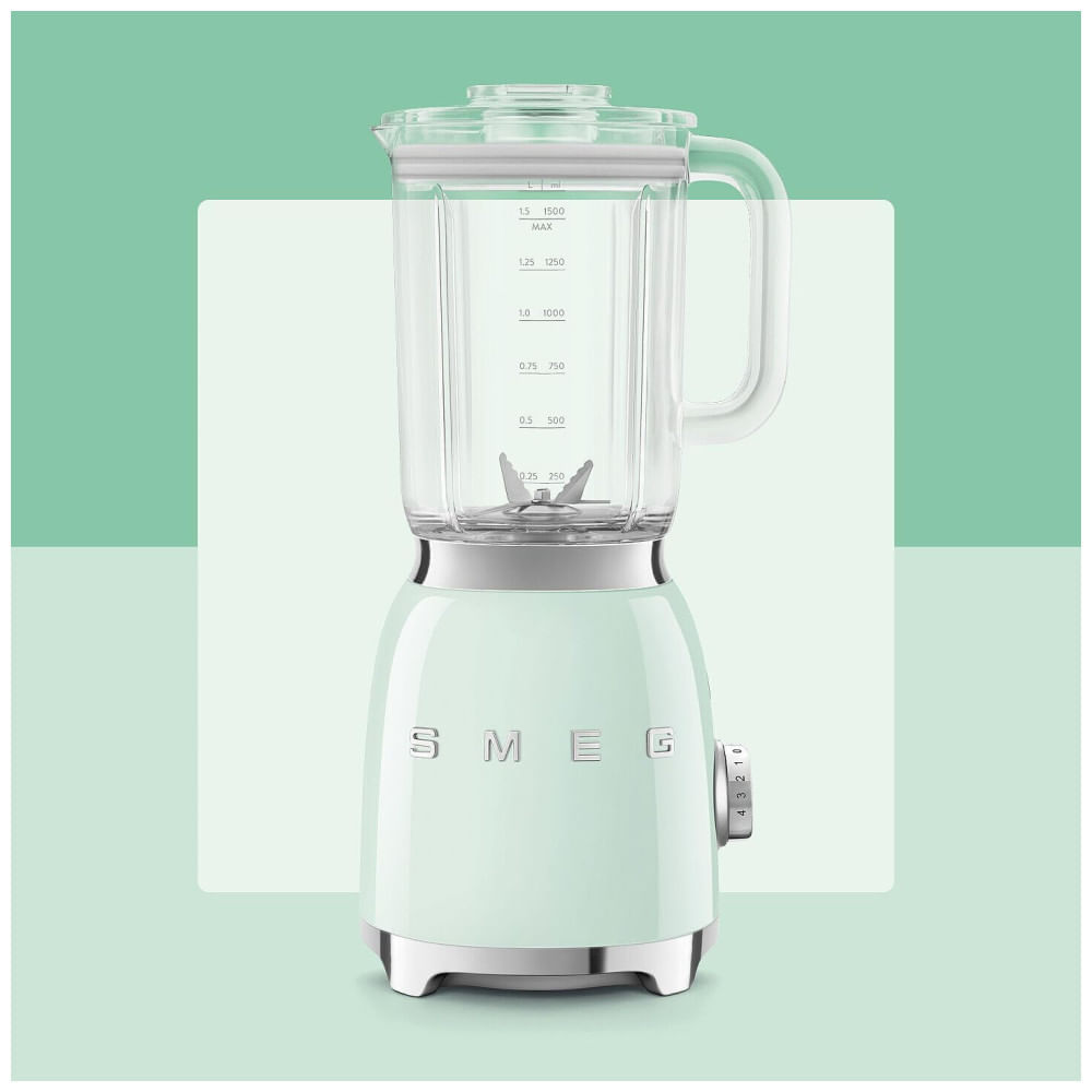 Miniatura Liquidificador Smeg BLF03 Estilo Retrô 600W com Jarra de 1,5L sem BPA, 3 Velocidades, Função Pulsar, Triturar Gelo e Smoothie, Design Inspirado nos