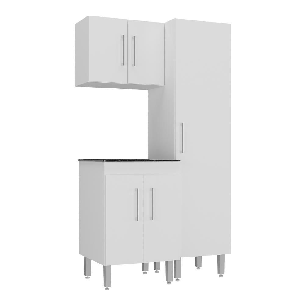 Miniatura Conjunto Armários De Lavanderia Com Gabinete E Tanque 45l Multimóveis Cr30041 Branco-preto