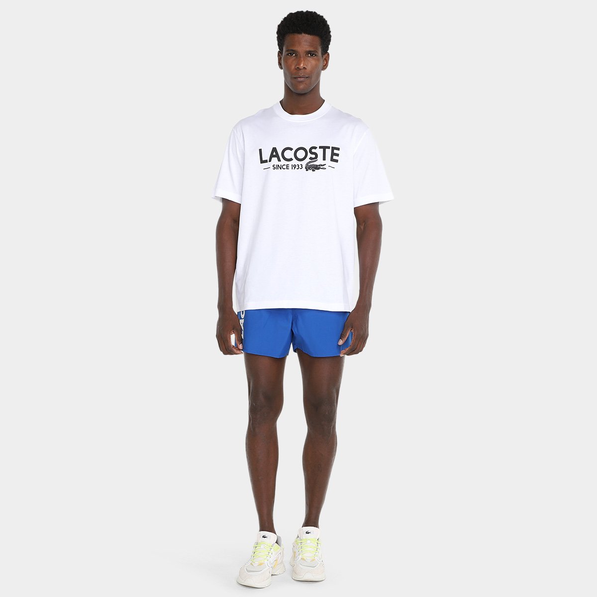 Miniatura Short de Banho Lacoste Estampa Tafetá Masculino Azul Royal - G