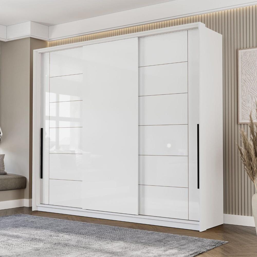 Miniatura Guarda Roupa 3 Portas de Correr 4 Gavetas Lisboa Branco