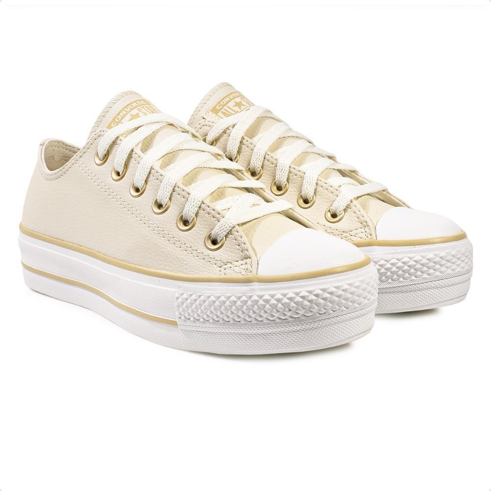 Miniatura Tênis Converse Chuck Taylor All Star Lift Feminino Bege / Branco - 33