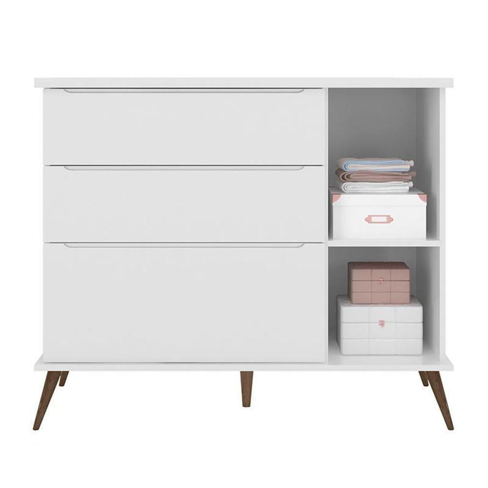 Miniatura Cômoda Infantil Retrô Melinda 1 Porta E 3 Gavetas Branco - Phoenix Baby Branco