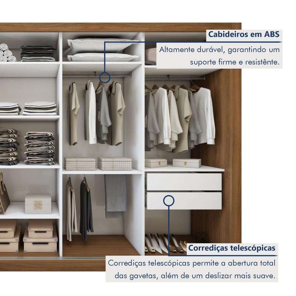 Guarda Roupa Casal Liv Yescasa Carvalho/Branco