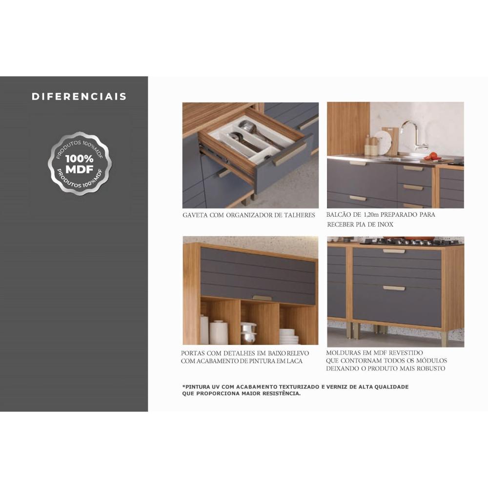 Miniatura Armário Aéreo 2 Portas Basculantes 80cm Luiza Yescasa Freijó/Titanium