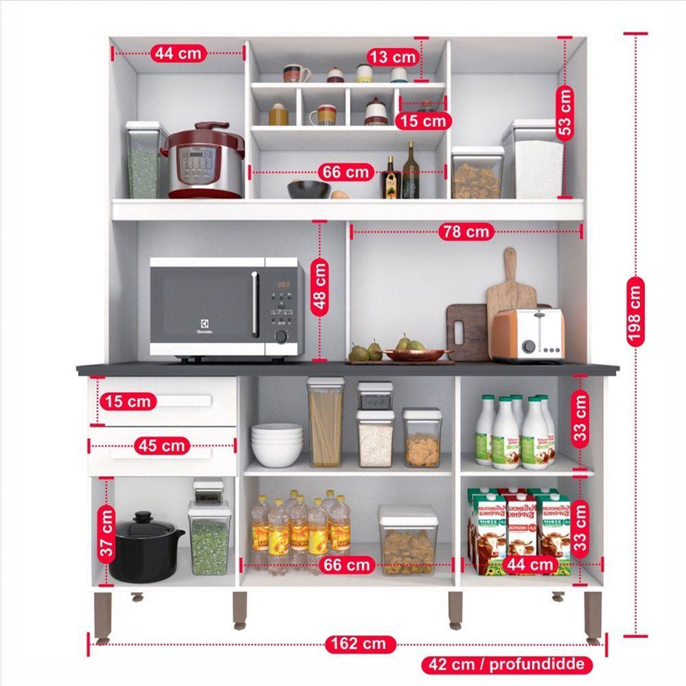 Miniatura Armário Para Cozinha 6 Portas 2 Gavetas Luna Plus Móveis Imop Branco Neve