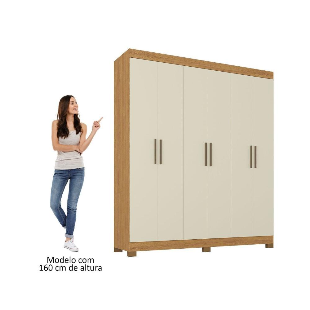 Guarda-roupa Paris 6 Portas Mdp com Pés Cinamomo/Off White