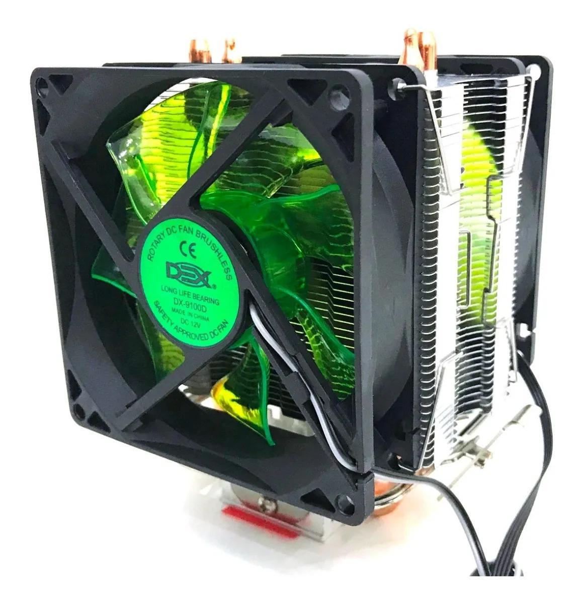 Miniatura Cooler Duplo Cpu Dual Fan Pc Intel Amd 775 1151 1155 Am3 Am4
