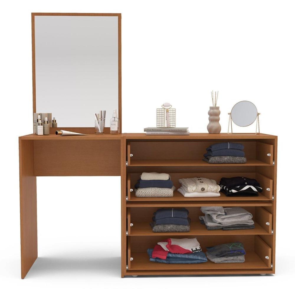 Miniatura Cômoda Penteadeira 4 Gavetas com Espelho Porto Freijo/Creme