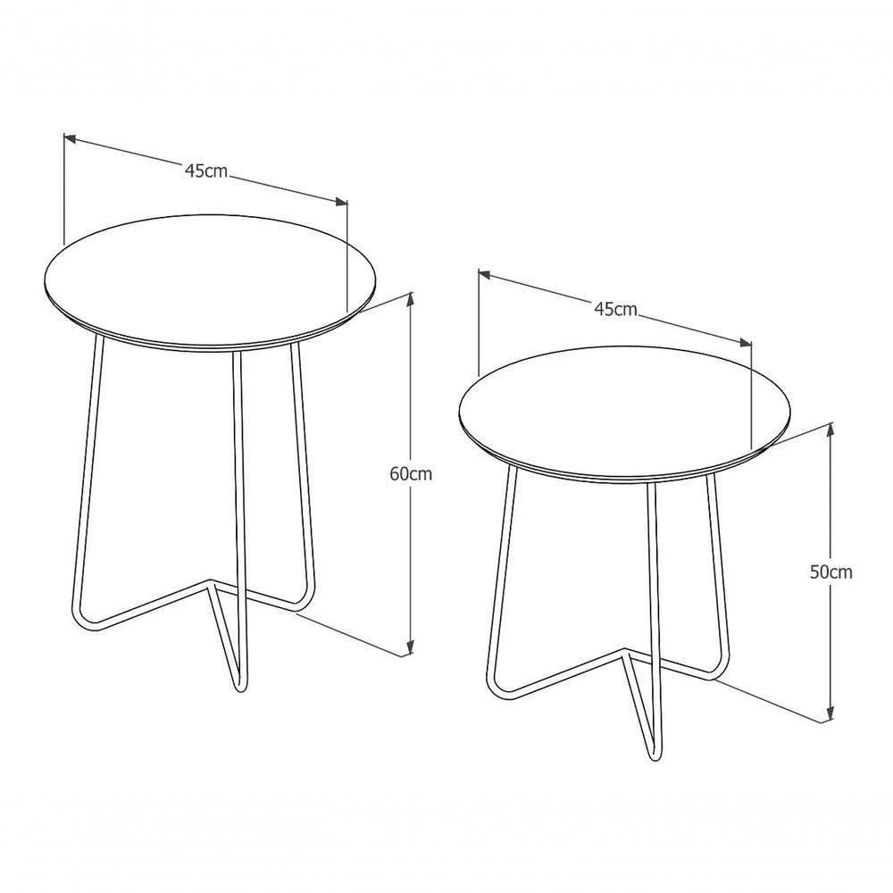 Miniatura Mesas Laterais Roma Dourado Com Vidro 60-50 Industrial - Preto