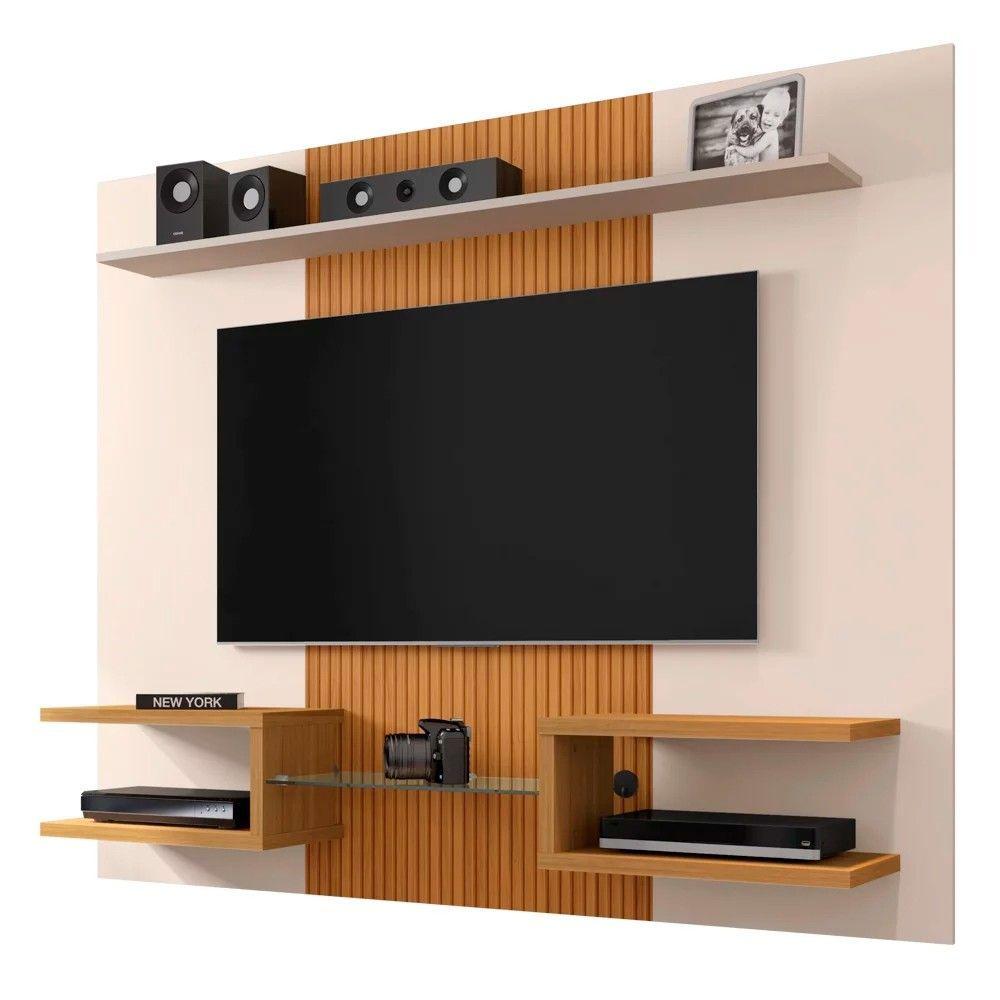 Miniatura Painel Para Tv Até 55" Atlas Off White/cinamomo/ripado