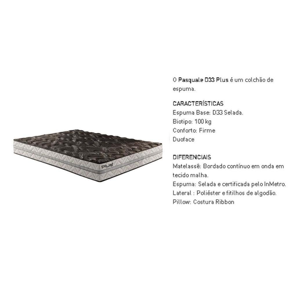 Miniatura Cama Box Baú Queen: Colchão Espuma D33 Paropas Pasquale Plus Euro Pillow + Base Grey(158X198)