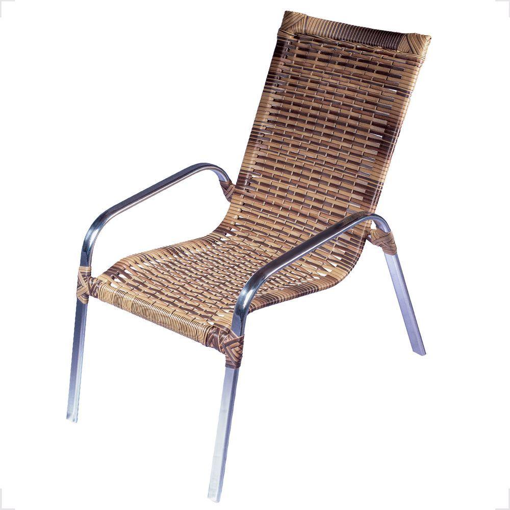 Miniatura Kit 2 Cadeiras De Alumínio Para área Externa Fortaleza Fibra Sintética Artesanal Cor:cappuccino