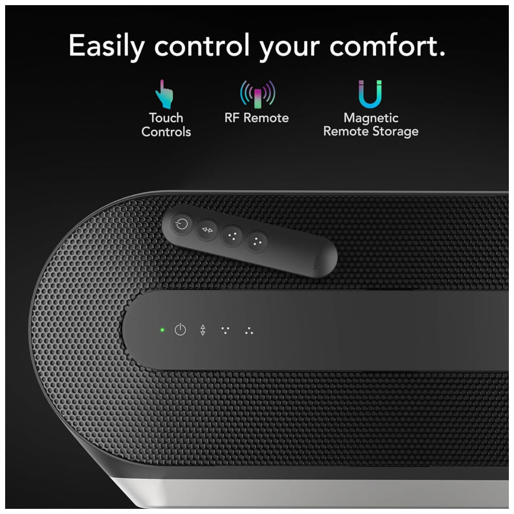 Ventilador de Torre Horizontal, Estilo Moderno com Inclinação Ajustável, 5 Velocidades, Silencioso, Controle Remoto e Digital, 110V, Vornado, Preto 110v