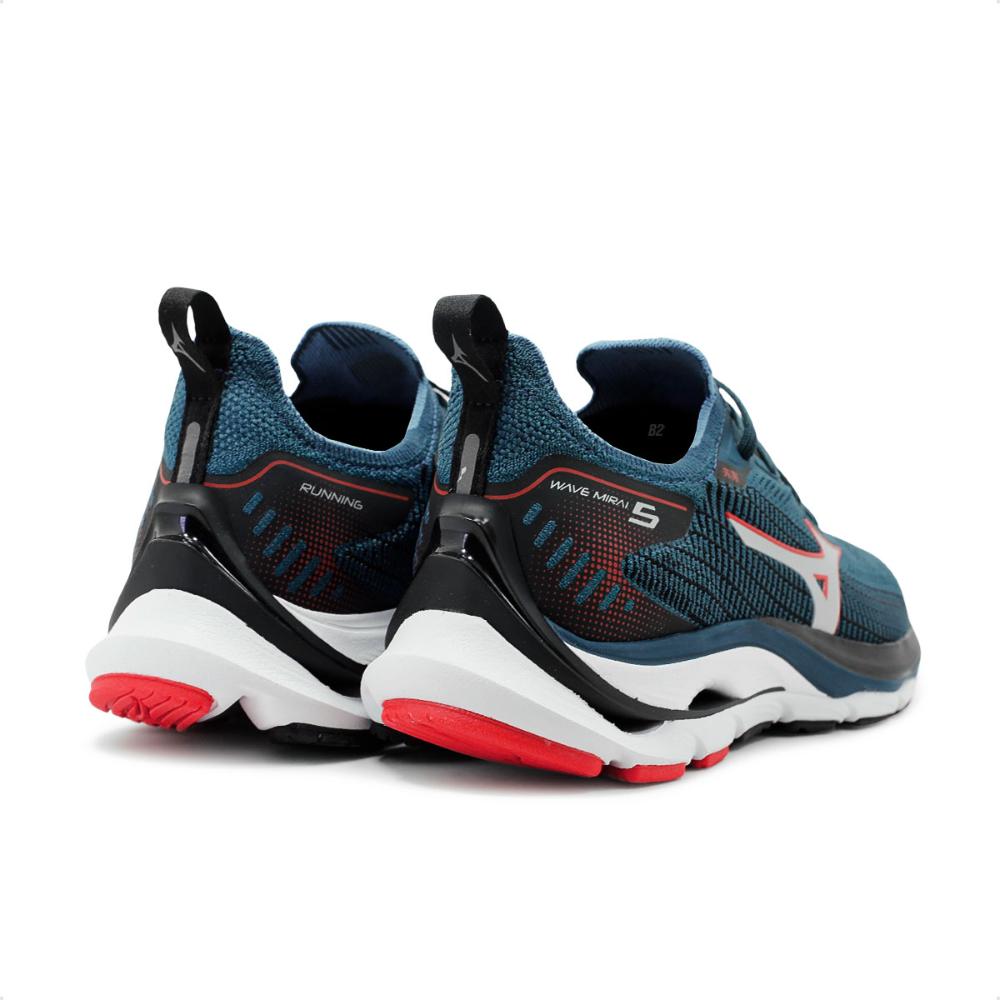 Miniatura Tênis Mizuno Wave Mirai 5 Masculino + 3 Pares de Meias Azul / Petróleo - 38