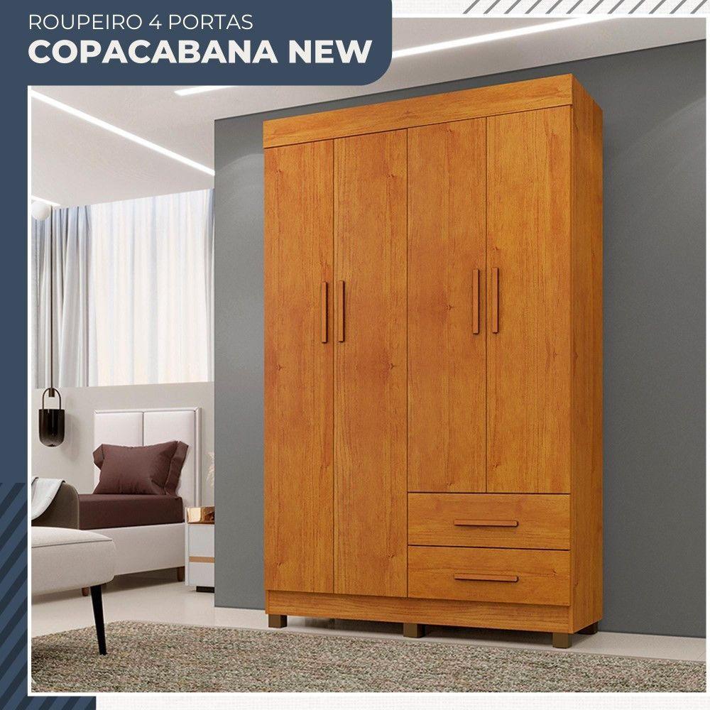 Guarda Roupa Copacabana New 4 Portas 2 Gavetas Benetil Móveis Cinamomo