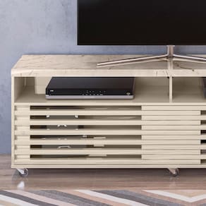 Miniatura Rack Madetec Cross com 182cm de Largura + Painel Madetec Cross com 182cm de Largura, Ideal para TV de Até 65” Calacata/Off White