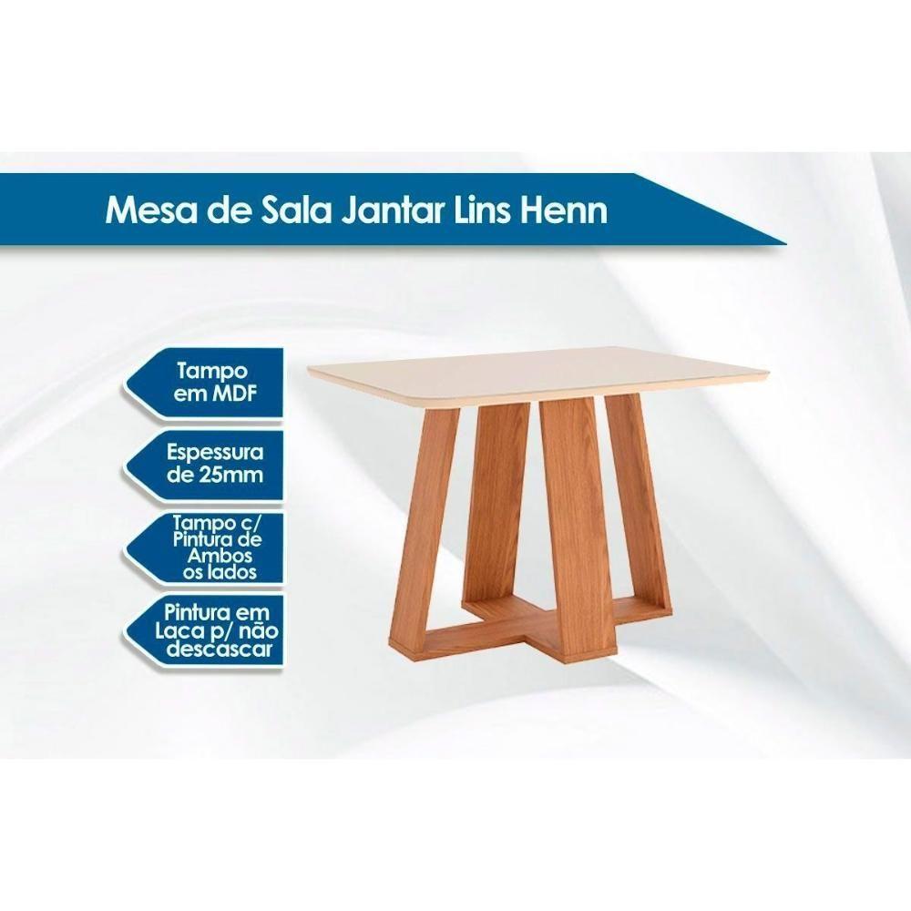 Sala De Jantar Completa Lins Sc91 Tampo Madeirado C- Vidro Canto Reto 120x80cm E 4 Cadeiras Vita Nature-veludo Light Linho - Henn