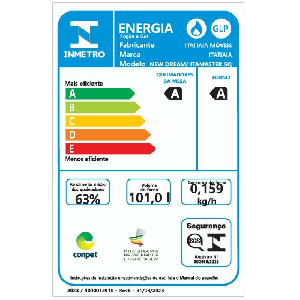 Fogao Itatiaia Itamaster 5 Bocas Preto Tripla Chama Mesa De Vidro Bivolt (3700000331)