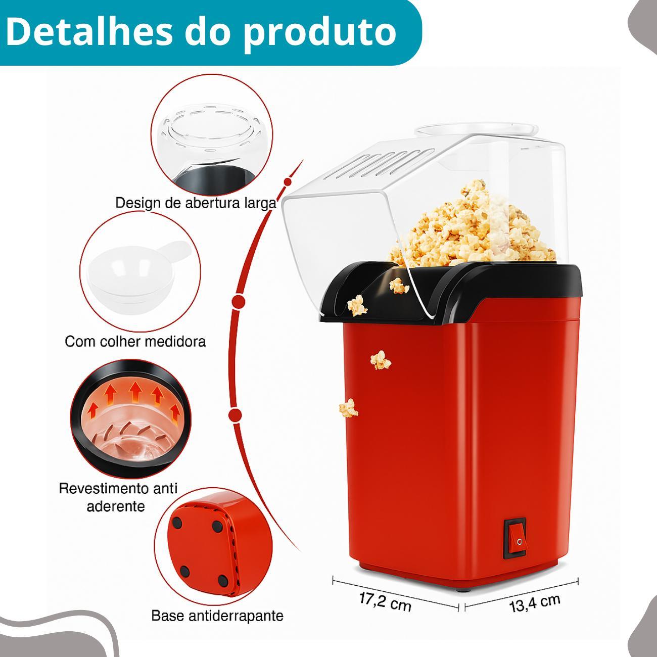 Miniatura Pipoqueira Elétrica Mini Joy, Pipocas Sem Óleo E Crocantes