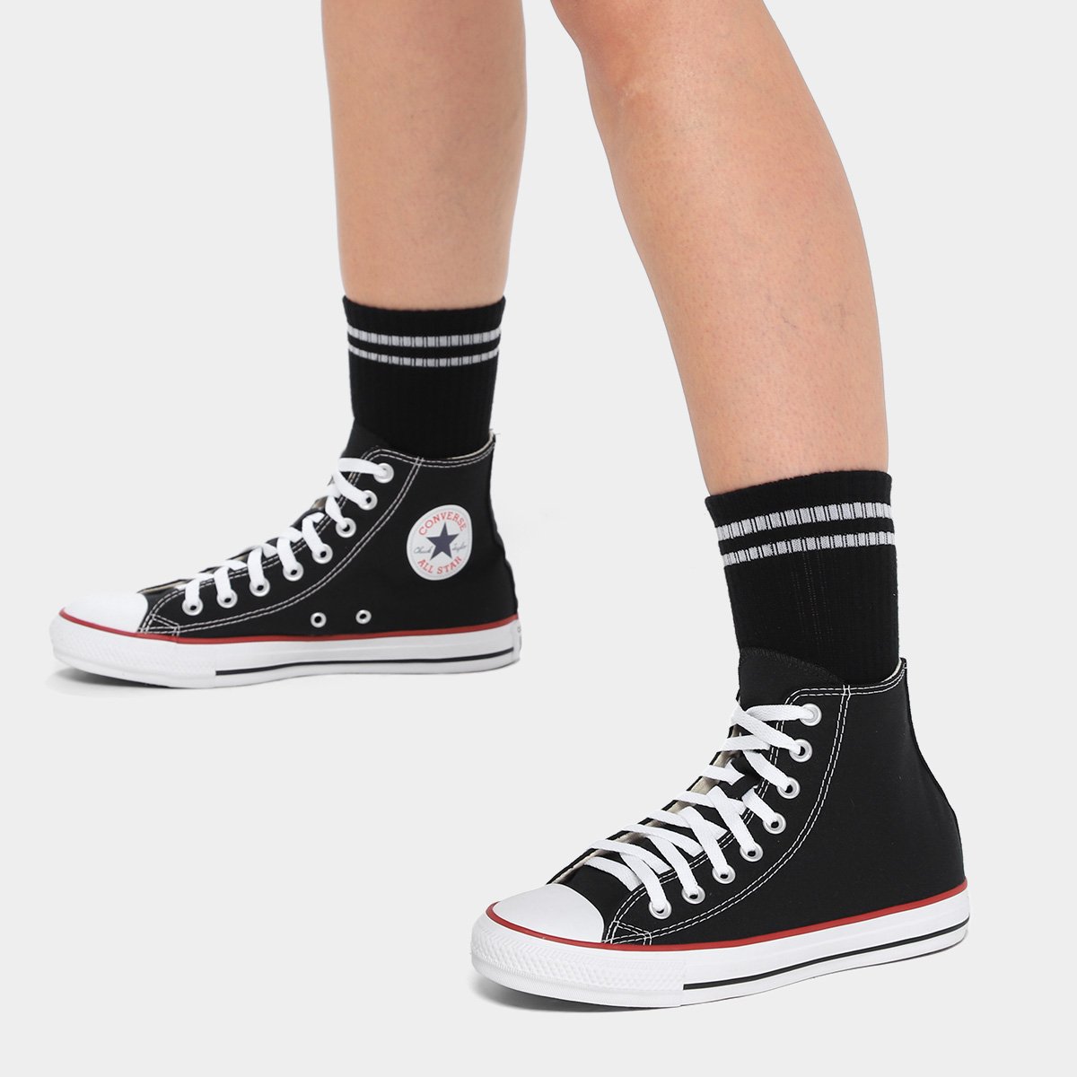 Miniatura Tênis Converse All Star Chuck Taylor Cano Alto Preto+Vermelho - 34
