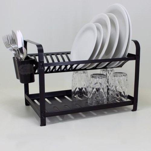 Miniatura Escorredor De Louça Inox 16 Pratos Inox Preto - Preto