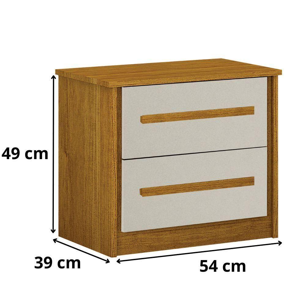 Miniatura Mesa De Cabeceira Lisboa 2 Gavetas Leifer Freijó Off White