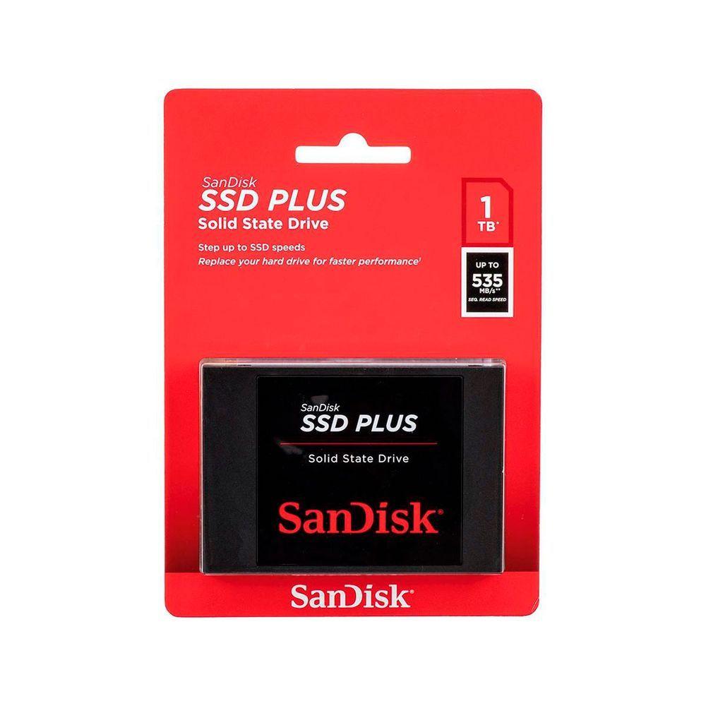 Miniatura Ssd 1tb Sandisk Plus, Leitura 535mb/s, Gravação 350mb/s, Sata Iii 6gb/s - Sdssda-1t00-g27