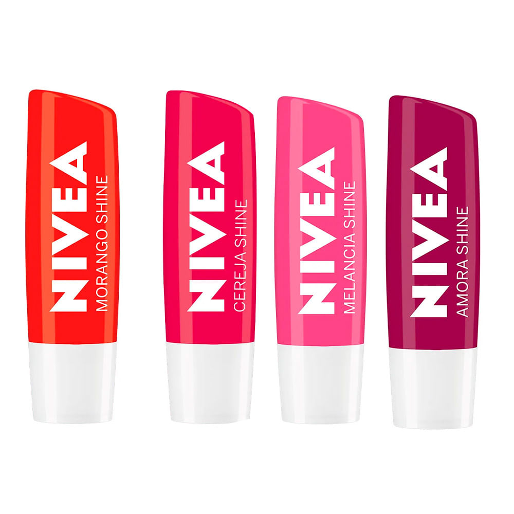 Miniatura Nivea Protetor Labial Shine Kit – Morango + Cereja + Amora + Melancia Kit