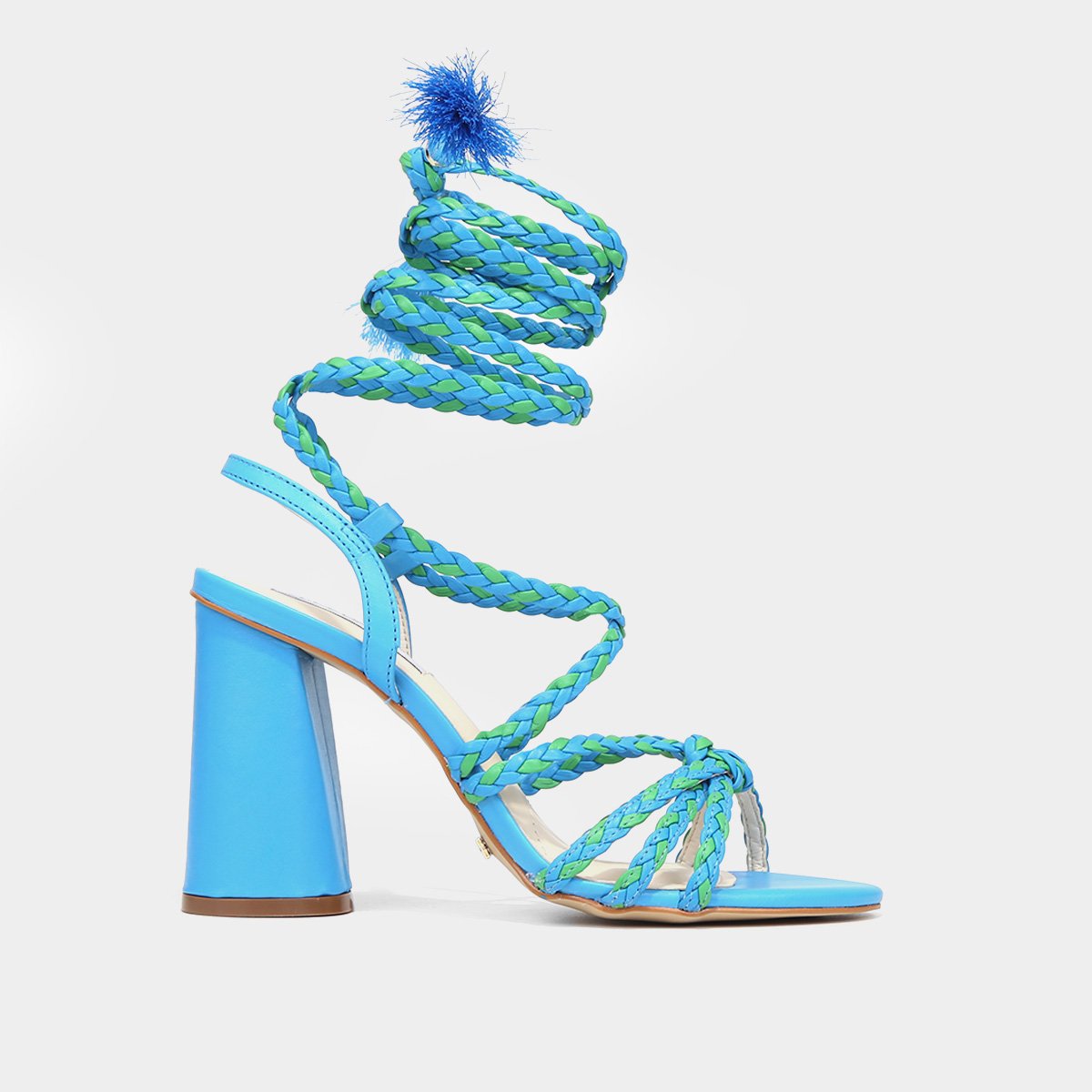 Miniatura Sandália Cecconello Salto Bloco Tressê Feminina Azul - 37