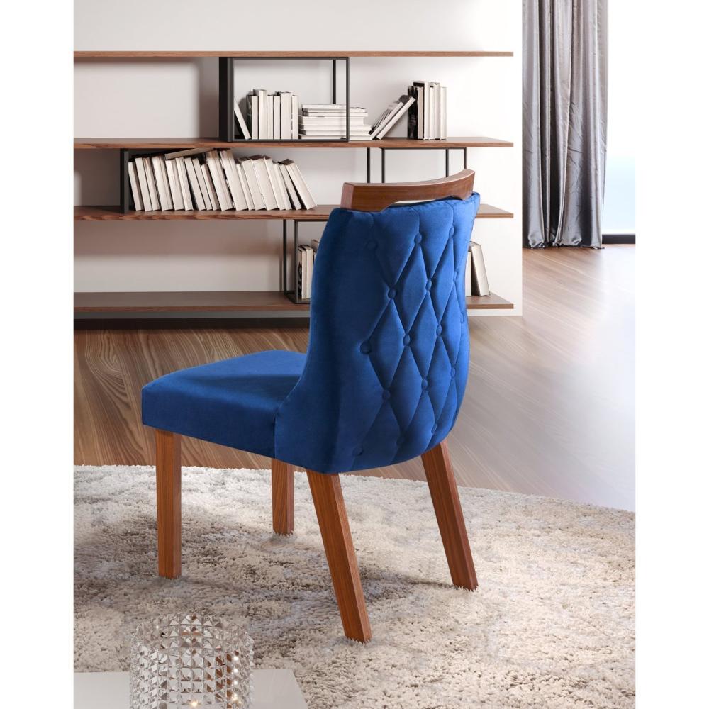 Miniatura Conjunto 2 Cadeiras para Sala de Jantar Viena Castanho Prêmio/Azul