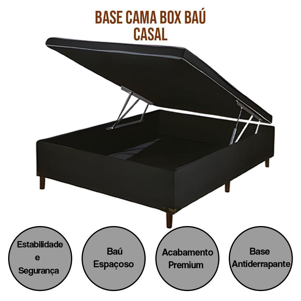 Miniatura Base Cama Box Bau Articulado Casal 1,88x1,38x0,40 Suede E Preto