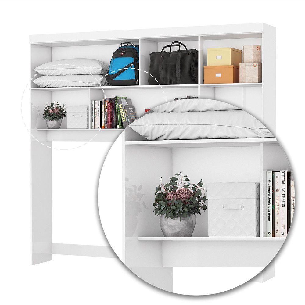 Miniatura Guarda Roupa Modulado Com Cama Paris 5 Portas Com Espelho E 2 Gavetas Branco