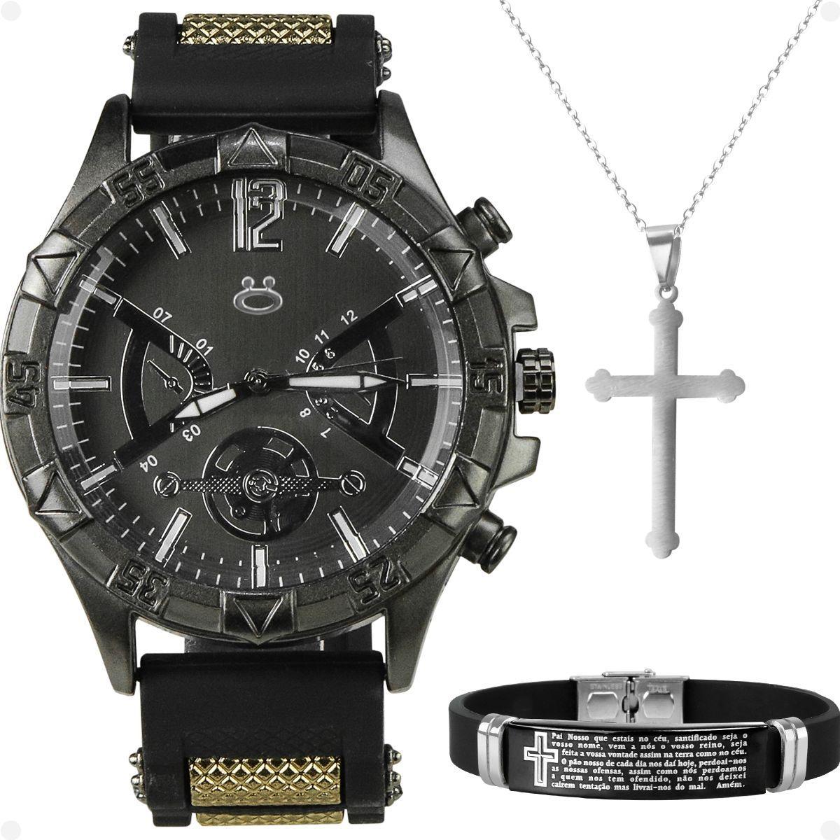 Miniatura Relogio Masculino Preto Aço + Pulseira Social Robusto