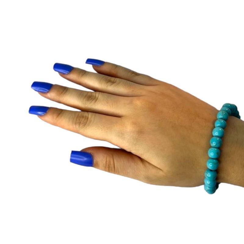 Miniatura Pulseira Resina Cor Azul Turquesa 8 Mm