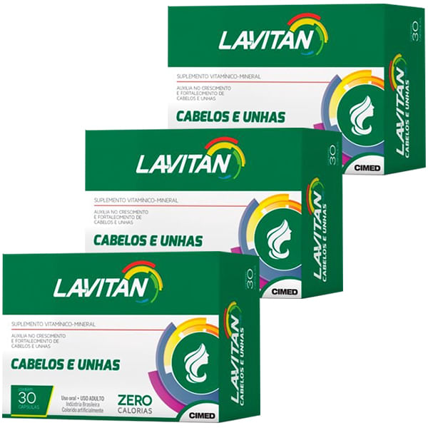 Miniatura Lavitan Cabelos E Unhas  3 Unidades De 30 Cápsulas  Cimed