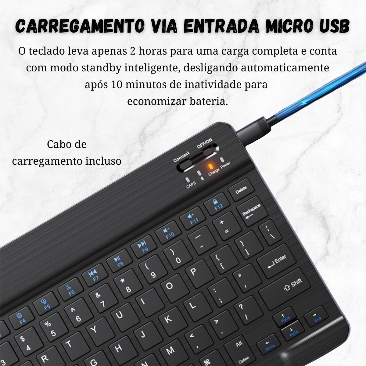 Kit Teclado Com Mouse Sem Fio Para Samsung S10 Fe+ 13.1 X626