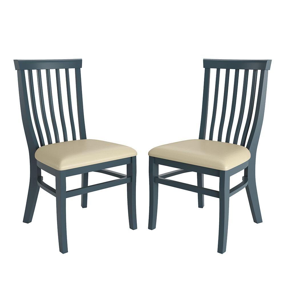 Miniatura Conjunto De 2 Cadeiras De Madeira Maciça Barcelona Azul Petróleo