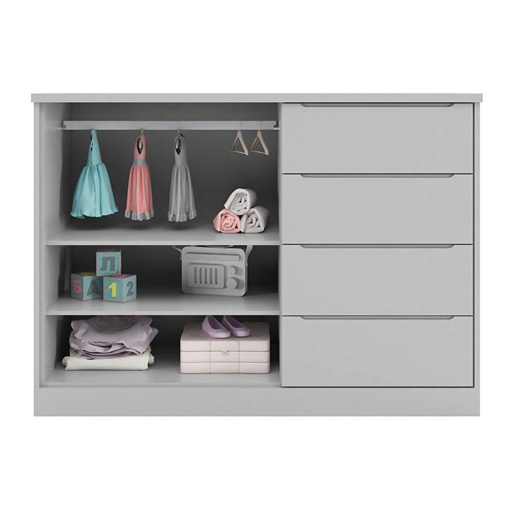 Miniatura Cômoda Infantil Pietra Com 2 Portas E 4 Gavetas Cinza - Pr Baby Cinza