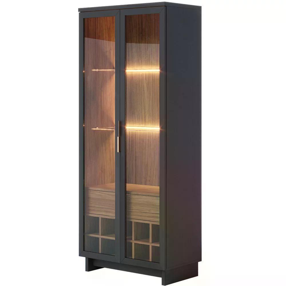 Miniatura Cristaleira 2 Portas 1 Gaveta Preto Noce Milano Clb Preto No
