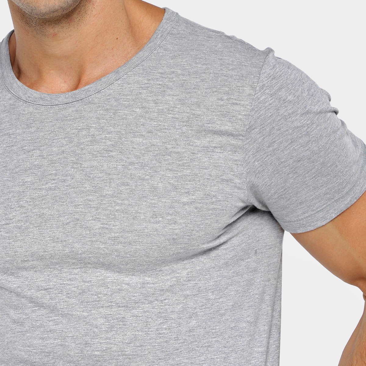 Miniatura Kit Camisetas Hering Slim Básicas 2 Peças Masculino Branco+Cinza - G