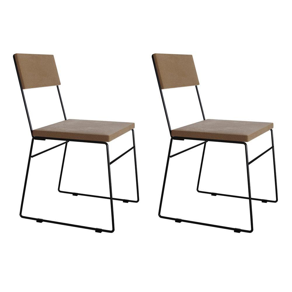 Miniatura Kit 2 Cadeiras De Jantar Estofada Málaga Veludo Marrom - Cor: Marrom