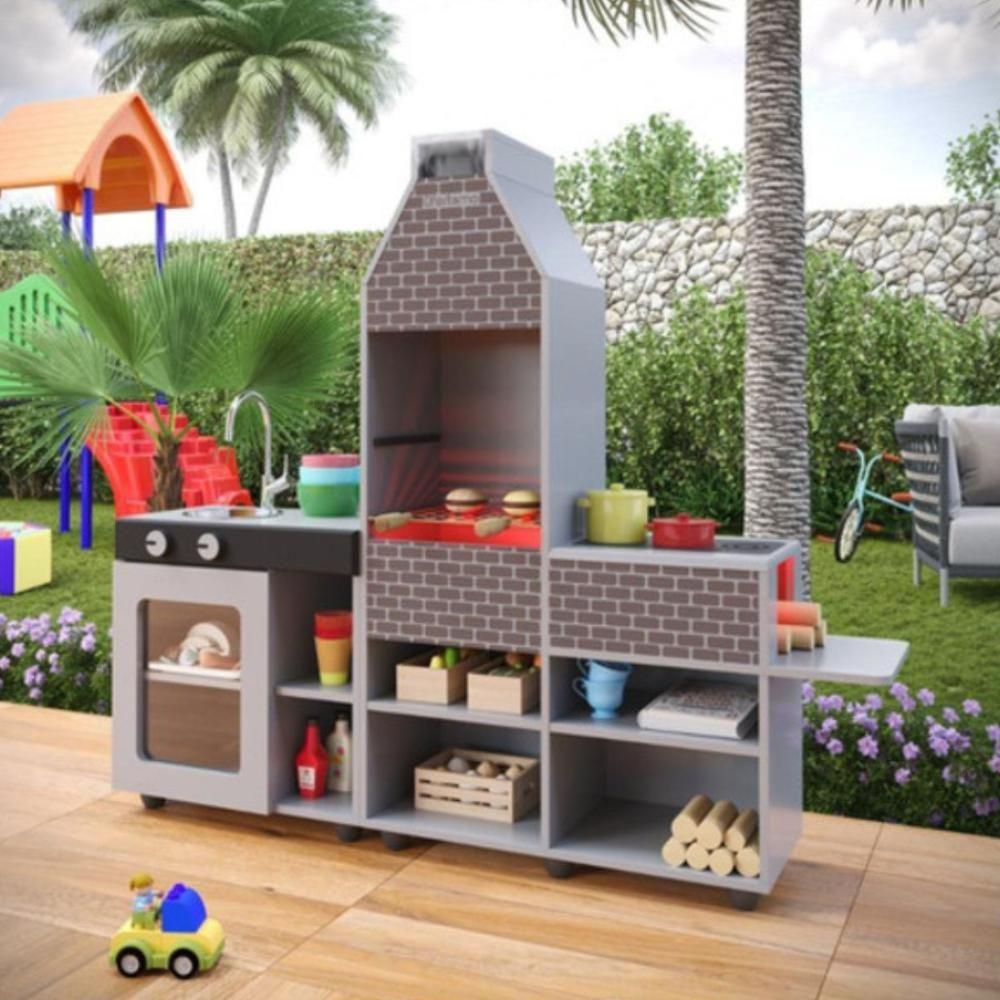 Miniatura Cozinha Churrasqueira Infantil Rubens Cinza