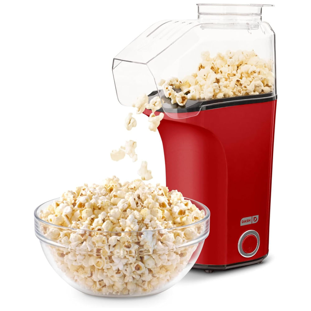 Miniatura Pipoqueira DASH Hot Air Popcorn Popper Maker com Copo Medidor para Porcionar Pipocas e Derreter Manteiga, 16 Copos Vermelha